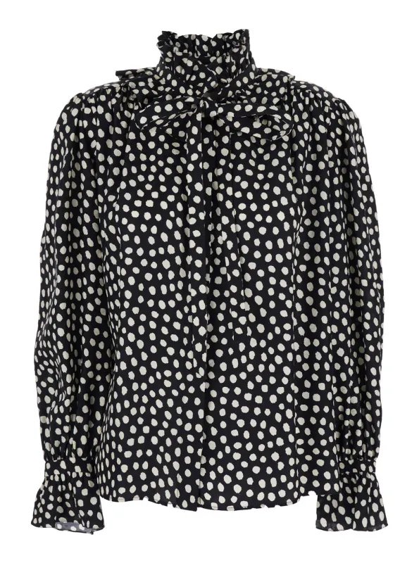 Blouse High-Neck Silk Black made by Chloe