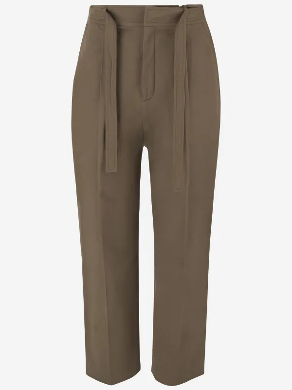 Cotton Trousers Khaki made by Yves Saint Laurent