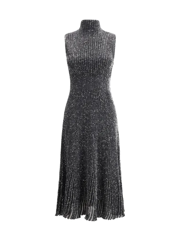 Midi Dress Sequined Black made by Alaia