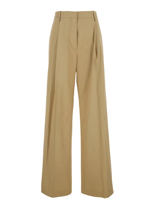 Beige Pants with Pleated Details made by Dries Van Noten