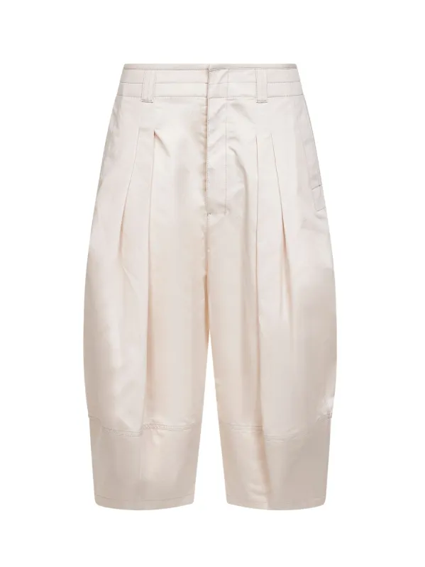 Bermuda Shorts in Ivory Cotton Satin made by Lemaire