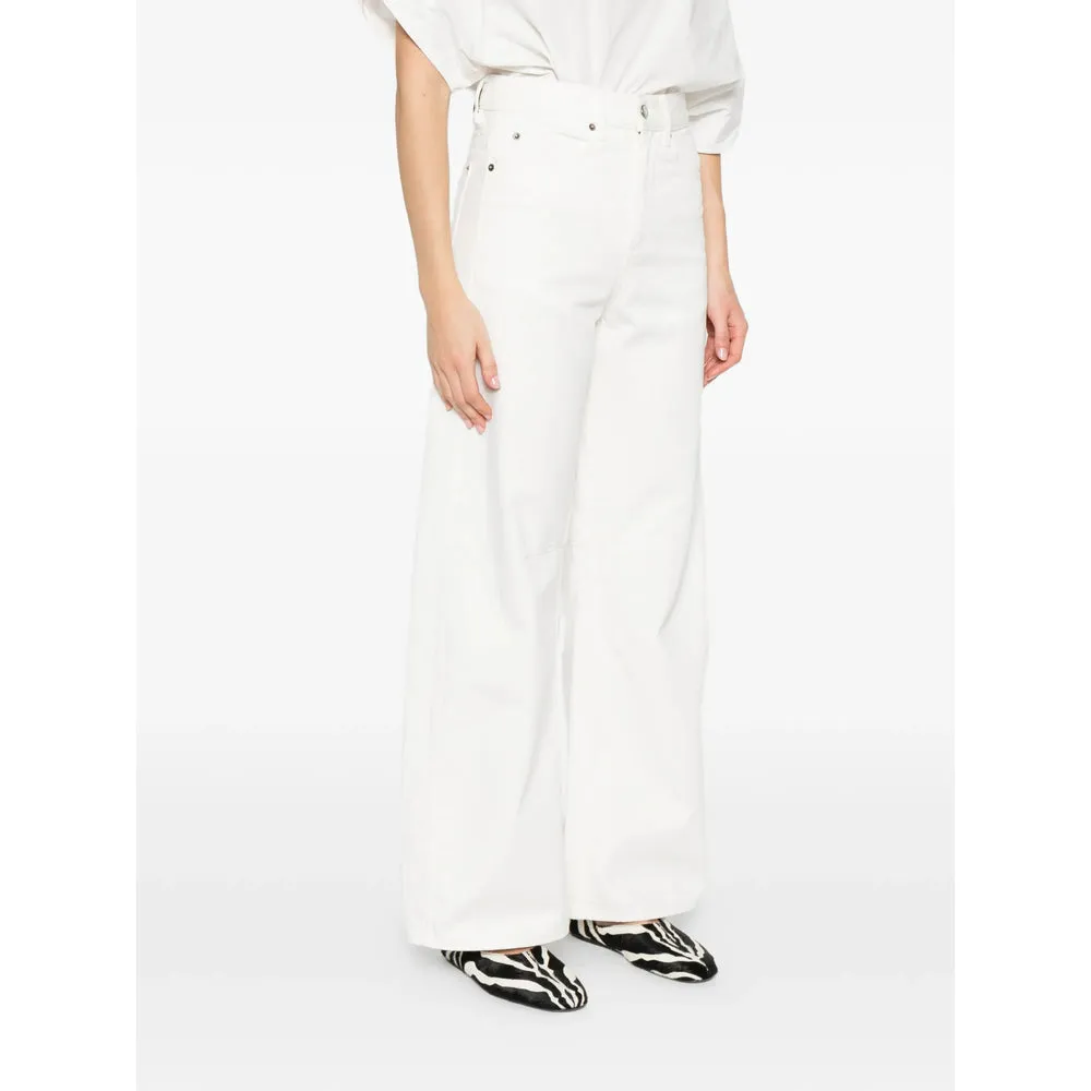 White Wide Leg Jeans with Silver-Tone Hardware sold by Lord & Taylor product image thumbnail 4