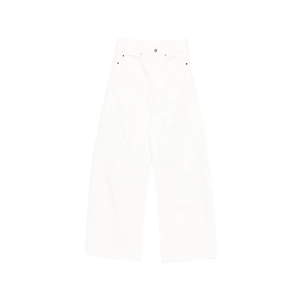 White Wide Leg Jeans with Silver-Tone Hardware sold by Lord & Taylor