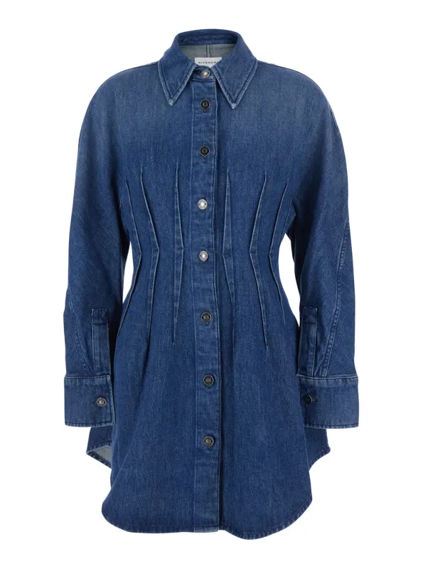 Dress with Pointed Collar, Blue Denim made by Givenchy