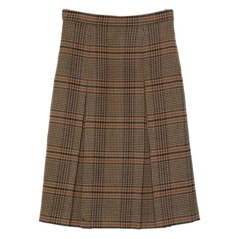 Pleated Skirt Brown Wool made by Yves Saint Laurent