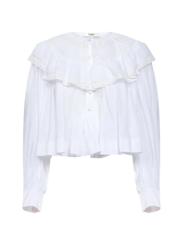 Cropped Top Milk Cotton Voile and Lace made by Chloe