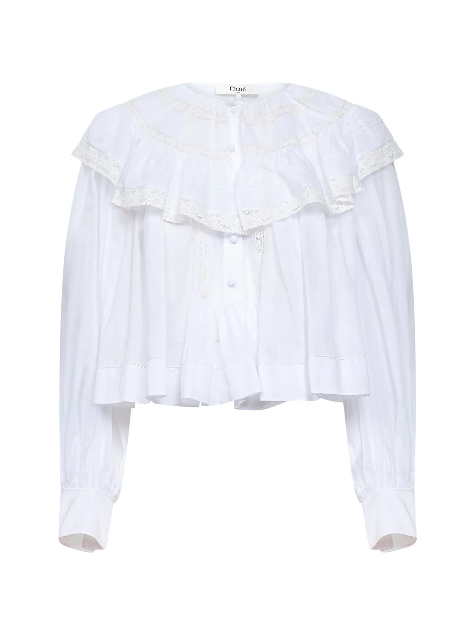 Cropped Top Milk Cotton Voile and Lace sold by Lord & Taylor