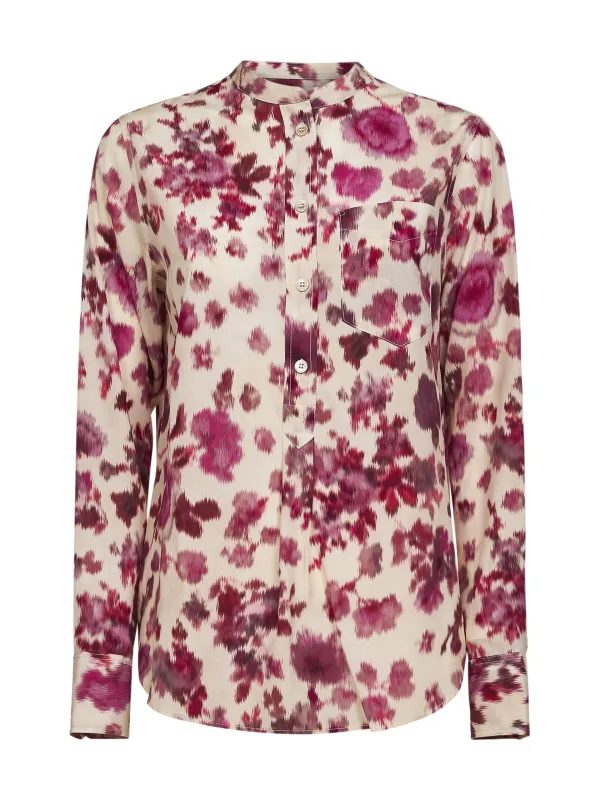 Pink Printed Stretch Silk Blouse made by Isabel Marant