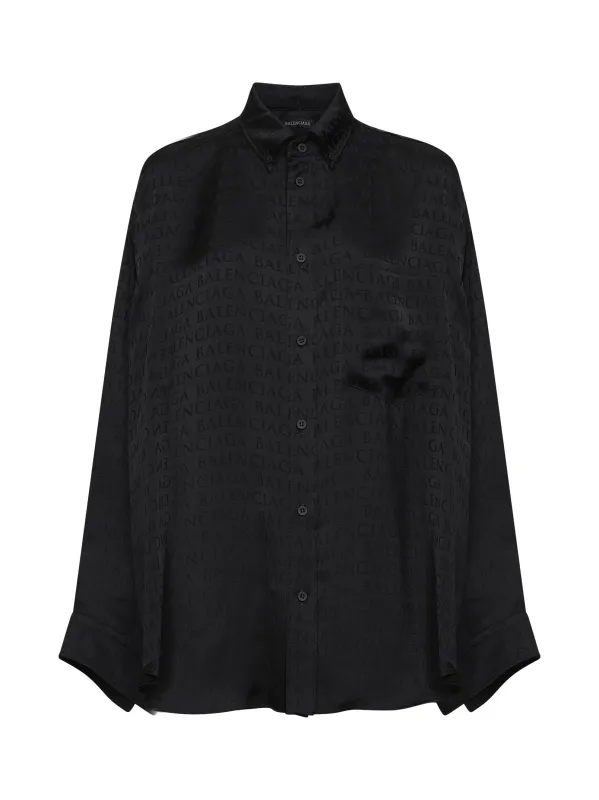 Black Jacquard Satin Cocoon Shirt made by Balenciaga