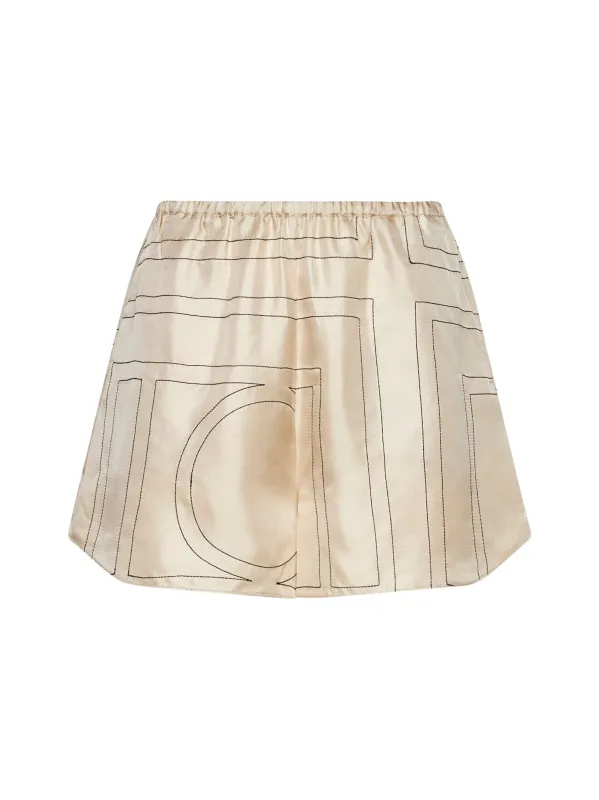 Silk Shorts Monogram Beige made by Toteme