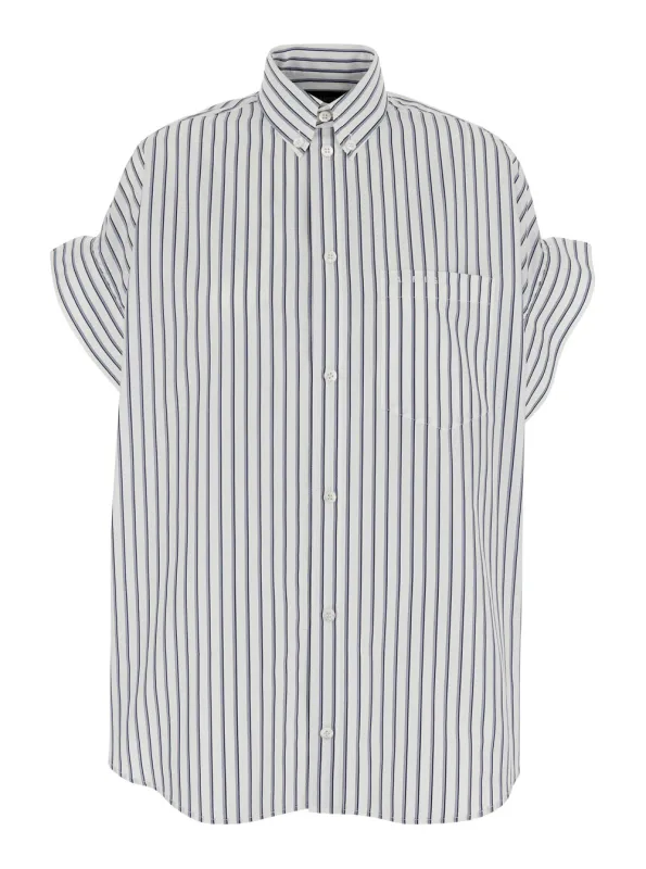 Shirt Button-Down Collar White Cotton made by Balenciaga