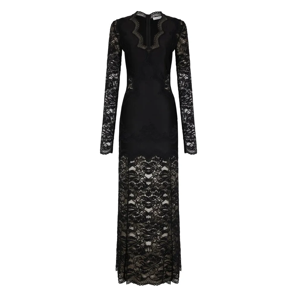 Black Long Sleeve Dress with Scalloped Trim sold by Lord & Taylor