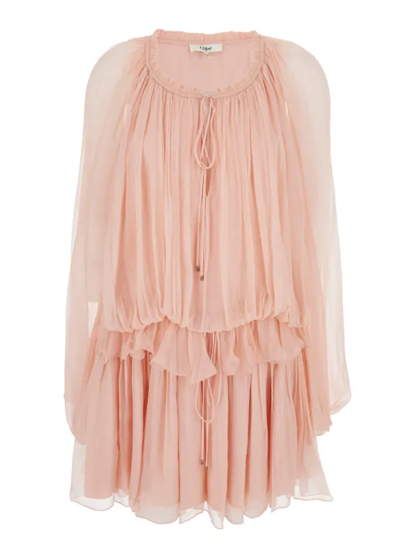 Mini Dress Pink Silk made by Chloe