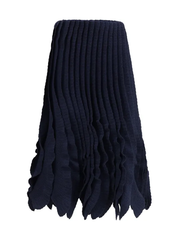 Skirt Tweed Knit Ruffle Marine made by Alaia