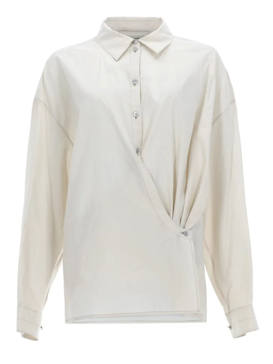 Shirt Straight Collar Twisted Ivory sold by Lord & Taylor