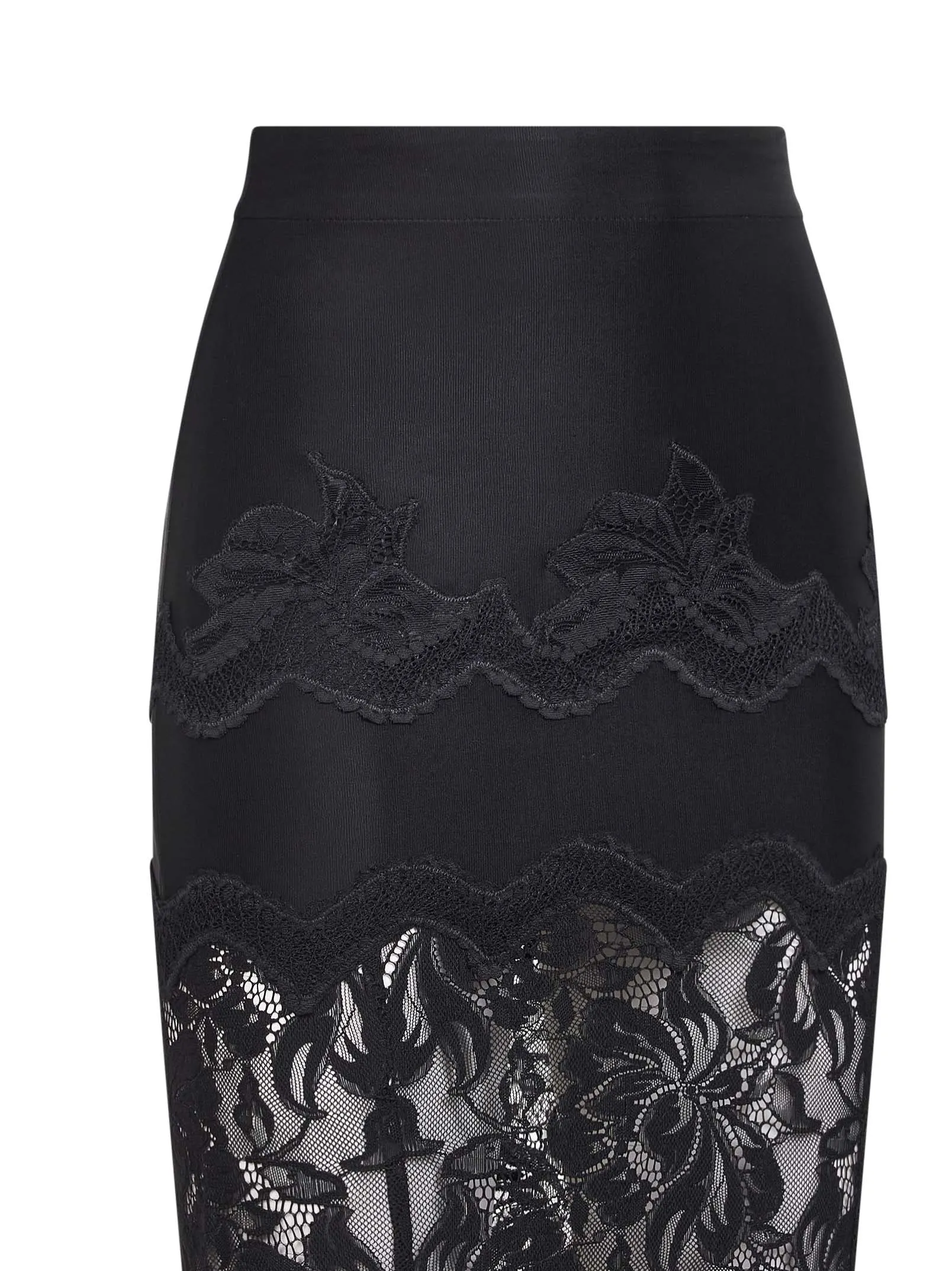 Black Viscose Jersey and Lace Midi Skirt sold by Lord & Taylor product image thumbnail 3