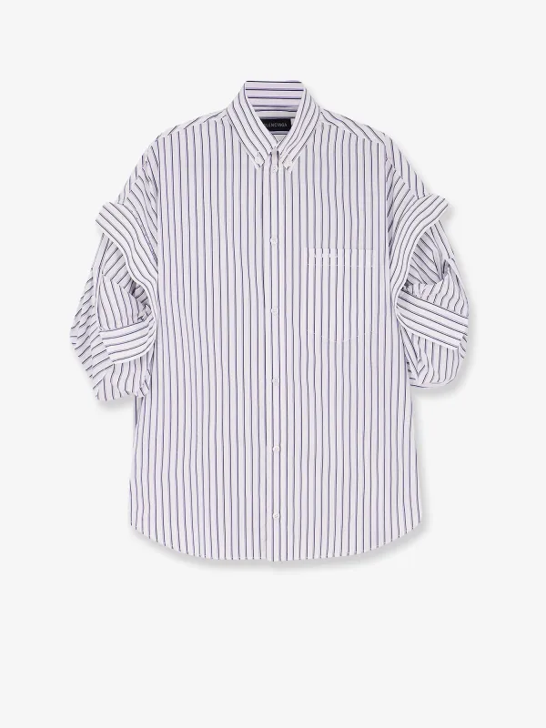 Tucked Sleeve Striped Cotton Shirt made by Balenciaga