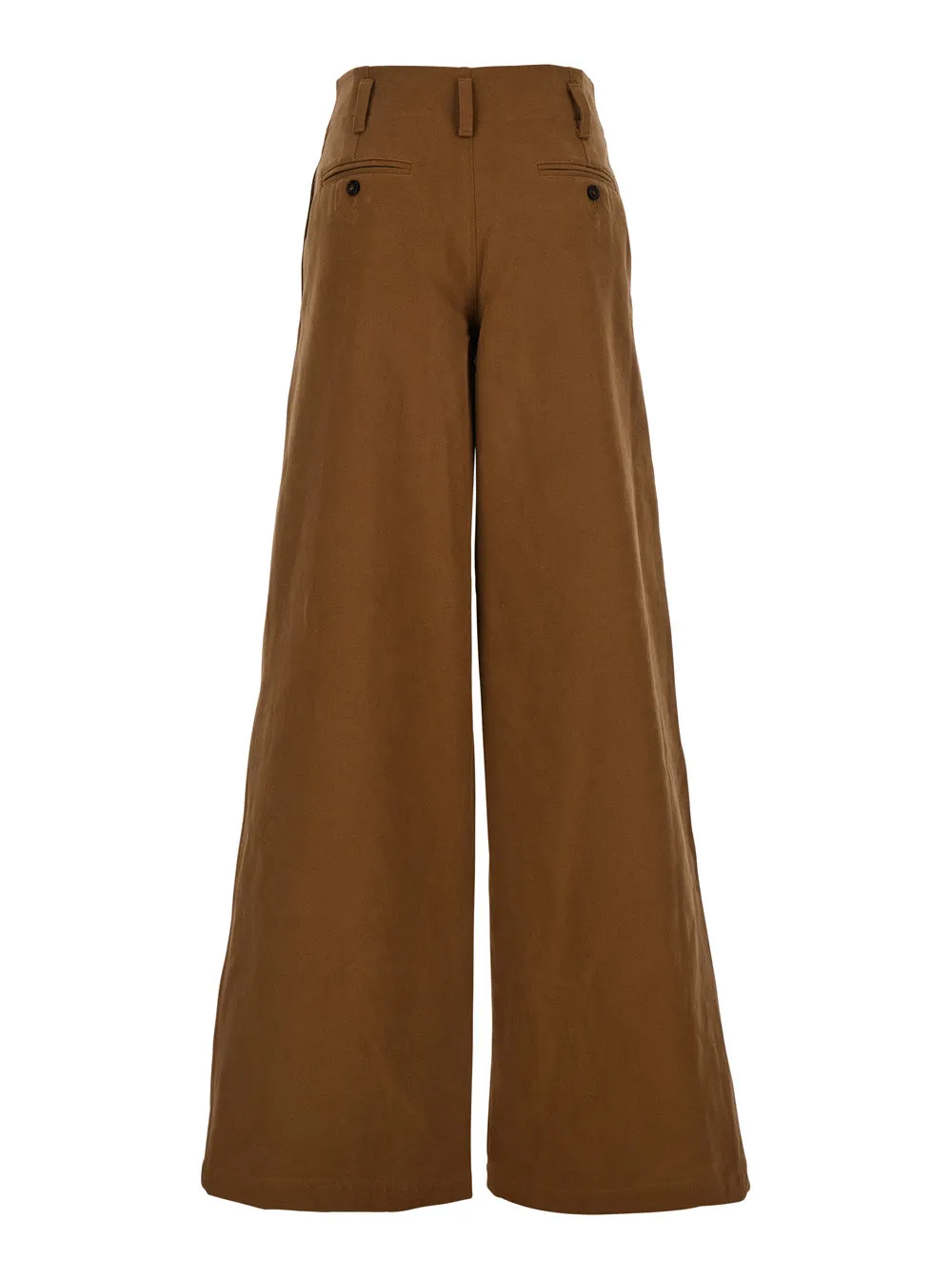 Brown Wide Leg Cotton Pants with Belt Loops sold by Lord & Taylor product image thumbnail 2