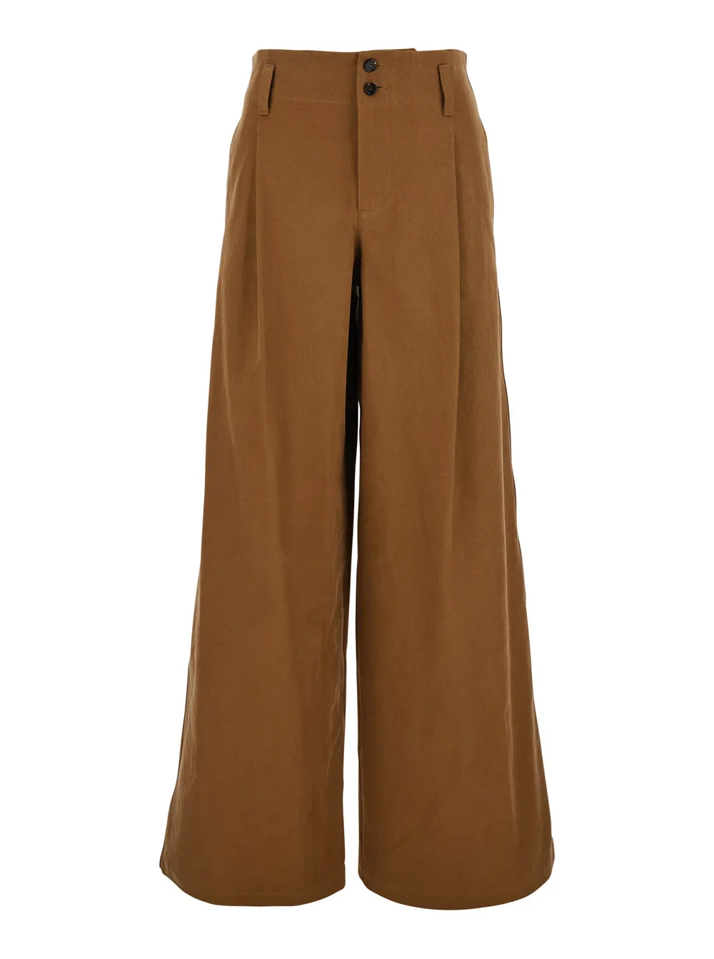 Brown Wide Leg Cotton Pants with Belt Loops sold by Lord & Taylor