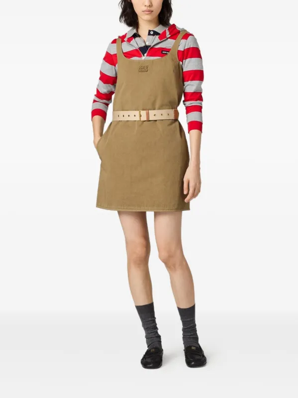 MILITARY GREEN STRAPS DRESS WITH BELT made by Miu Miu