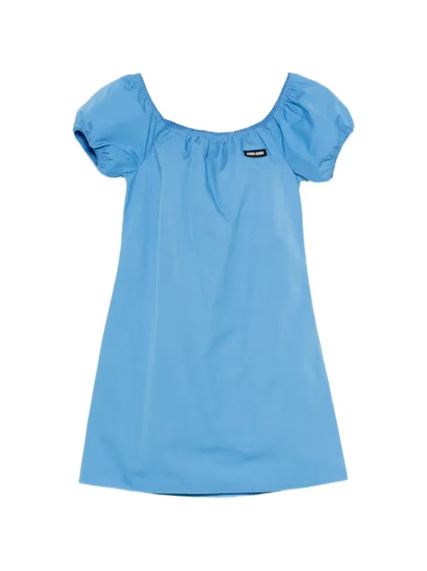 SHORT BLUE BOAT NECK MC DRESS made by Miu Miu