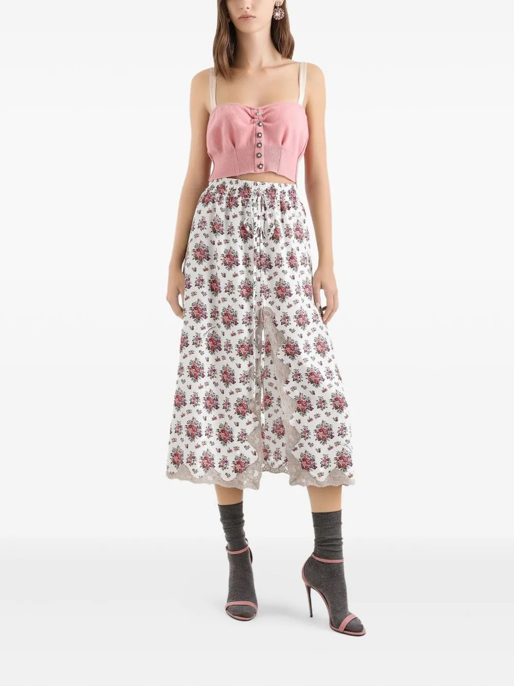 WHITE SKIRT WITH FLOWERS, LONG ELAST BAND sold by Lord & Taylor product image thumbnail 4