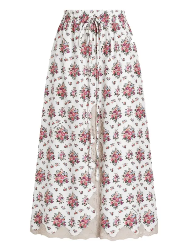 WHITE SKIRT WITH FLOWERS, LONG ELAST BAND made by Dolce & Gabanna