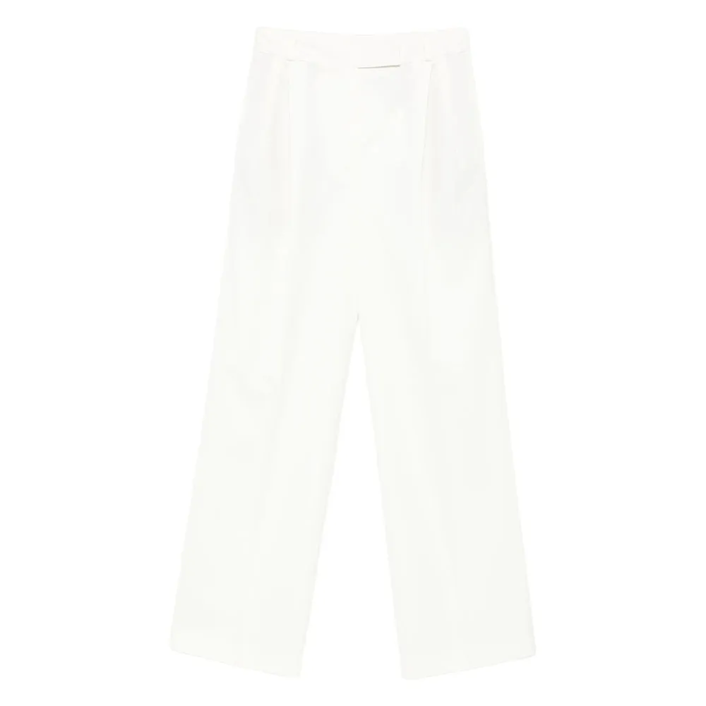 White Wool Blend Straight Leg Trousers sold by Lord & Taylor