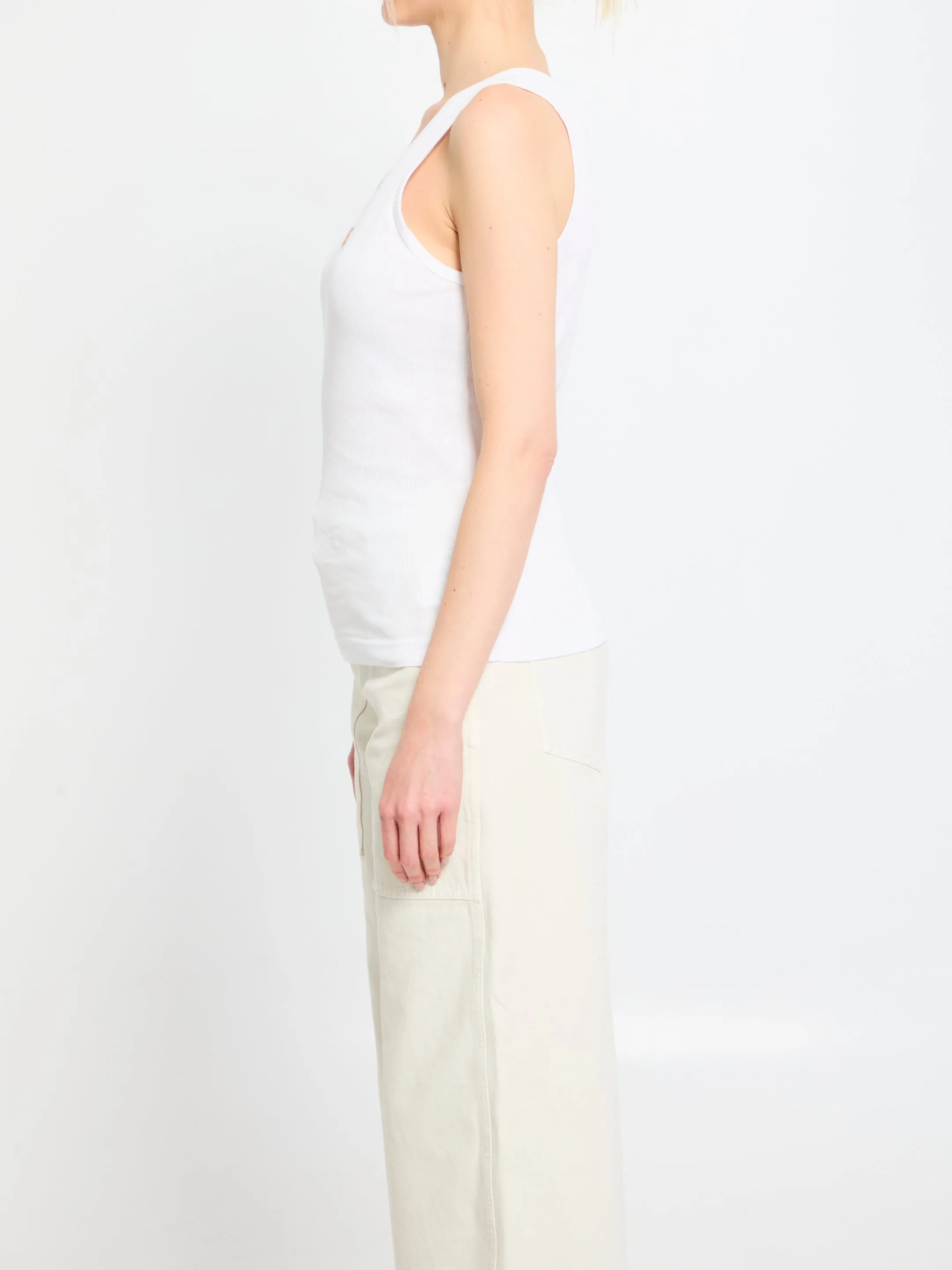 TANK TOP WHITE RIBBON LOGO STRASS sold by Lord & Taylor product image thumbnail 3