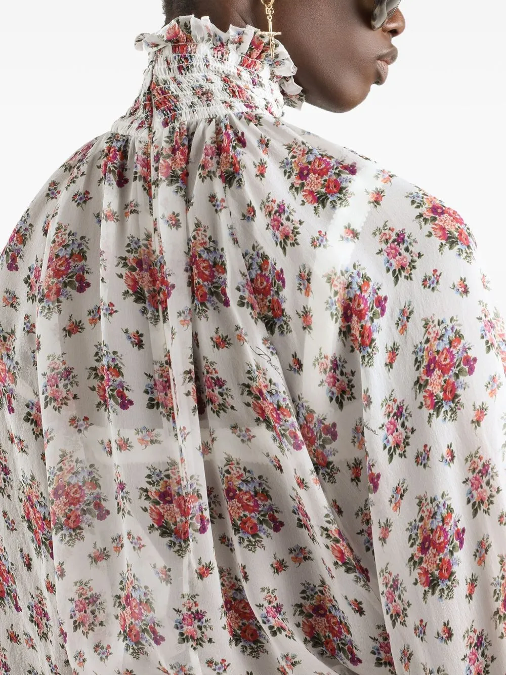 TRANSPARENT WHITE BLOUSE WITH FLOWERS sold by Lord & Taylor product image thumbnail 5