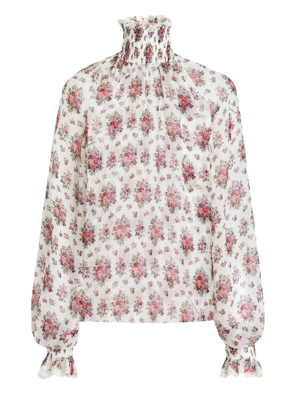 TRANSPARENT WHITE BLOUSE WITH FLOWERS sold by Lord & Taylor product image thumbnail 4