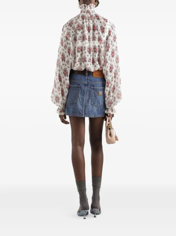 TRANSPARENT WHITE BLOUSE WITH FLOWERS made by Dolce & Gabanna
