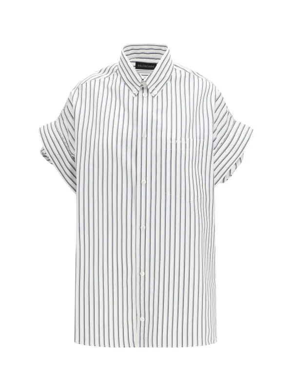 Shirt with Cuffed Sleeves White/Blue made by Balenciaga