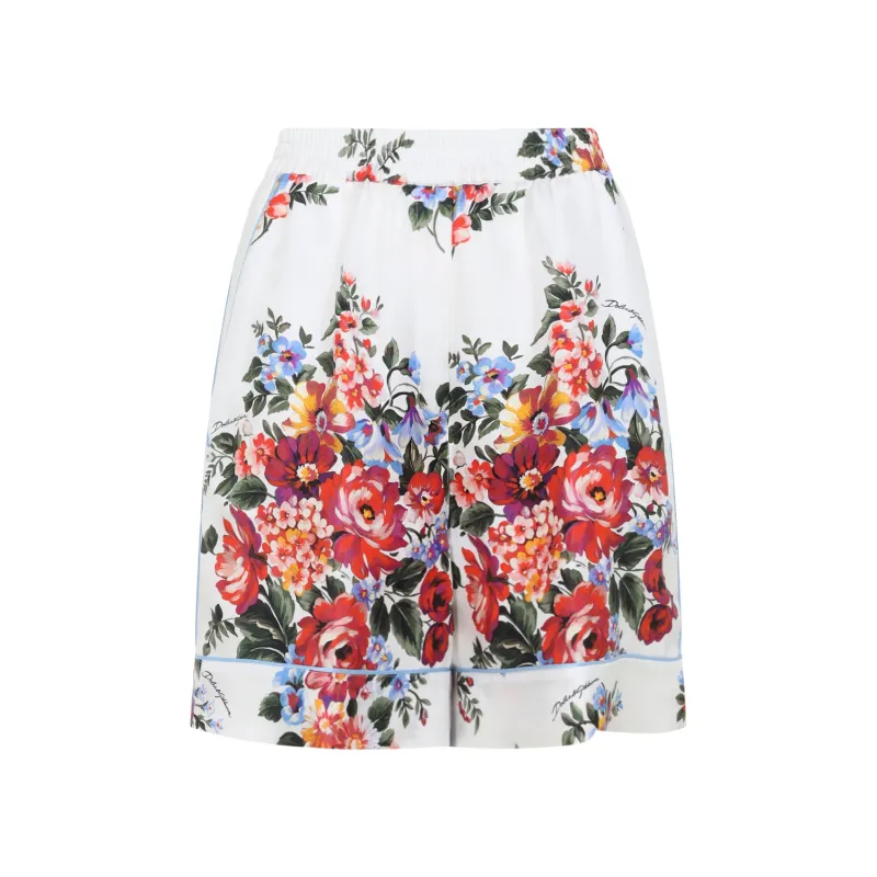 WHITE FLORAL PRINT SHORTS made by Dolce & Gabanna