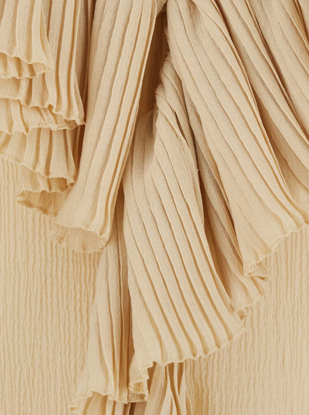 Beige Silk Blouse with V Neck and Ruffles sold by Lord & Taylor product image thumbnail 3