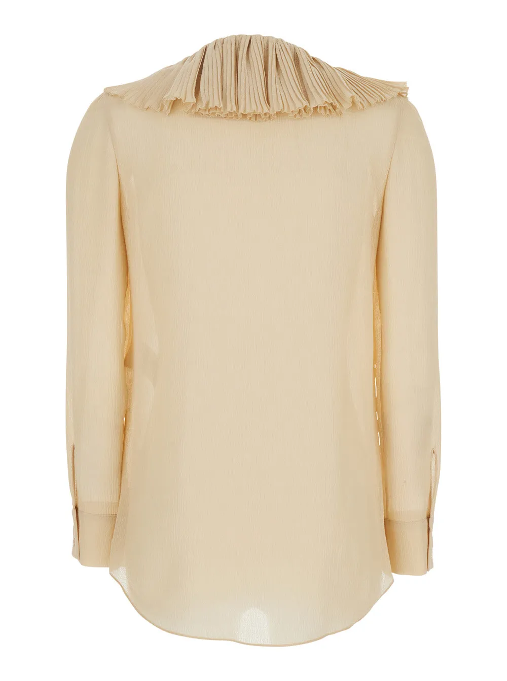 Beige Silk Blouse with V Neck and Ruffles sold by Lord & Taylor product image thumbnail 2