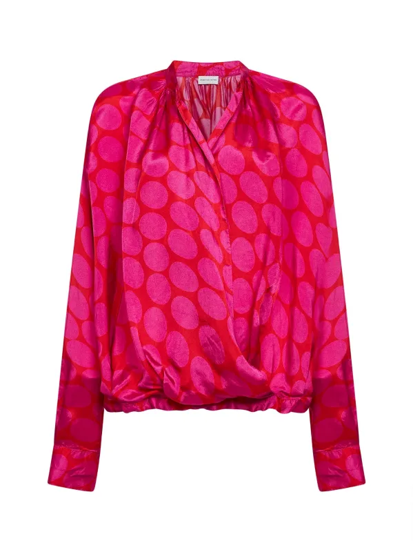 Wrap Shirt Fuchsia Viscose made by Dries Van Noten