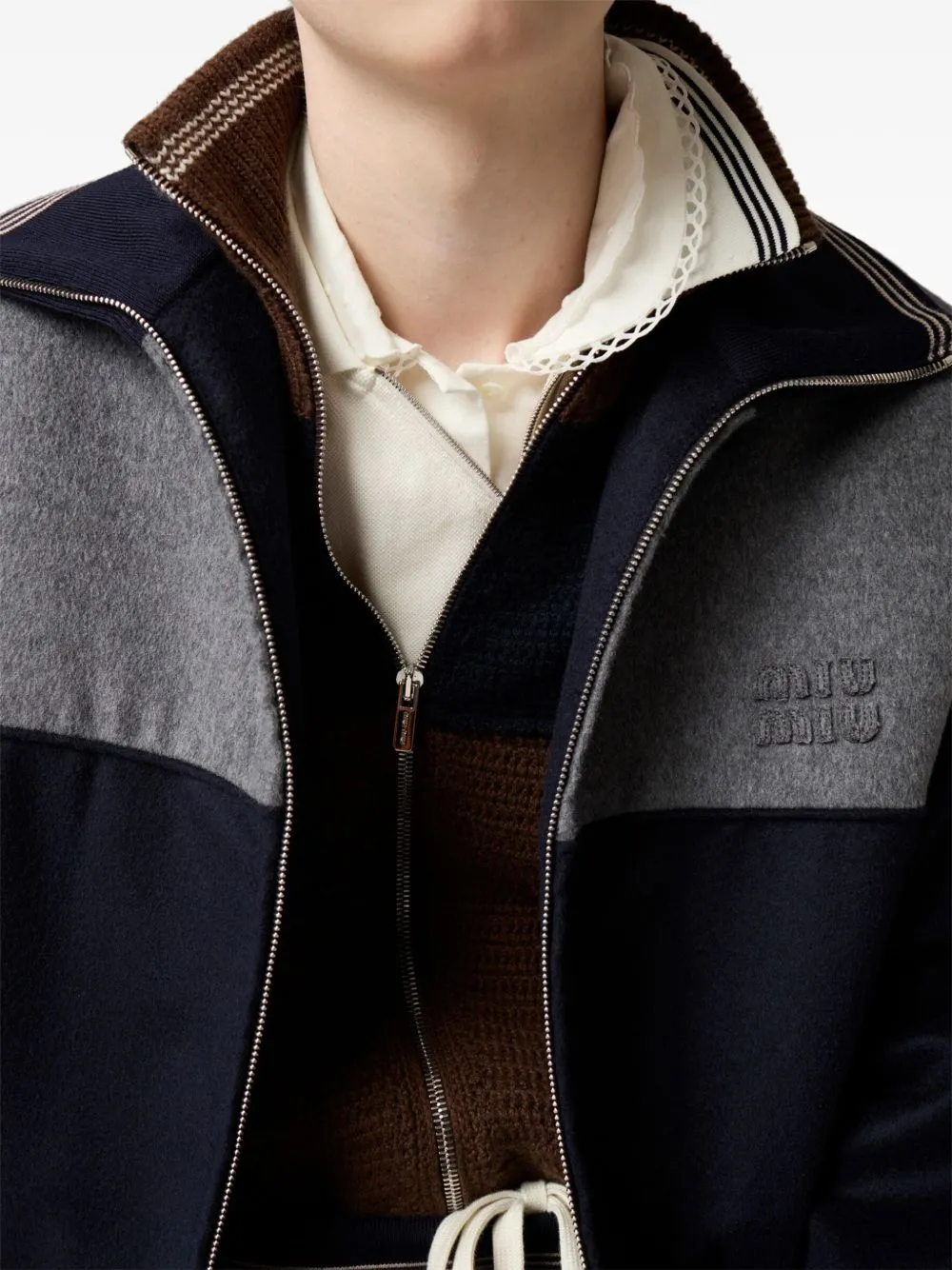 WHITE POLO SHIRT WITH ZIP AND STRIPED COLLAR sold by Lord & Taylor product image thumbnail 4