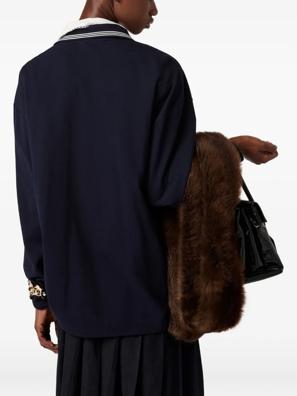 POLO MC NAVY WHITE STRIPED ZIP COLLAR sold by Lord & Taylor product image thumbnail 4