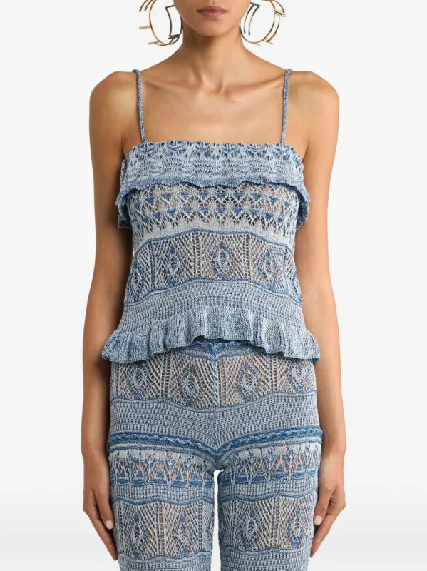 TOP WHITE NAVY PUNTO DET EMBROIDERED made by Etro