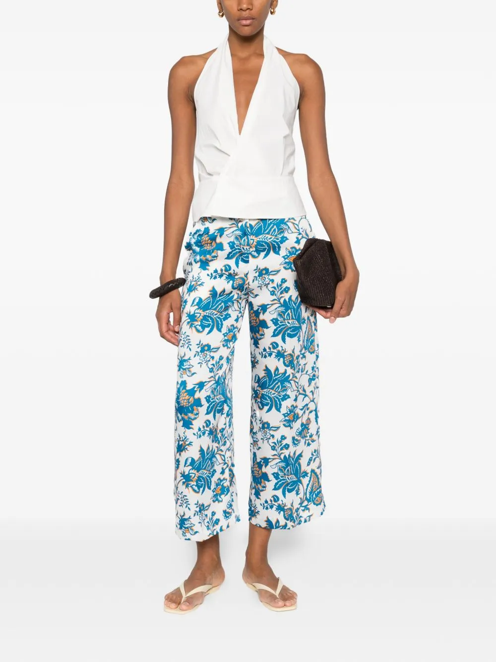 WHITE FLORAL PRINT TROUSERS, WIDE LEG sold by Lord & Taylor product image thumbnail 3