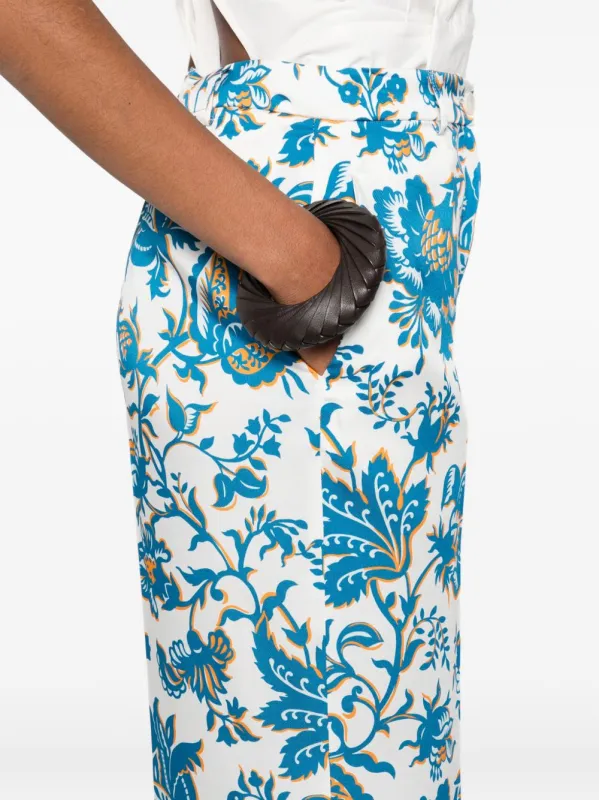 WHITE FLORAL PRINT TROUSERS, WIDE LEG made by Etro