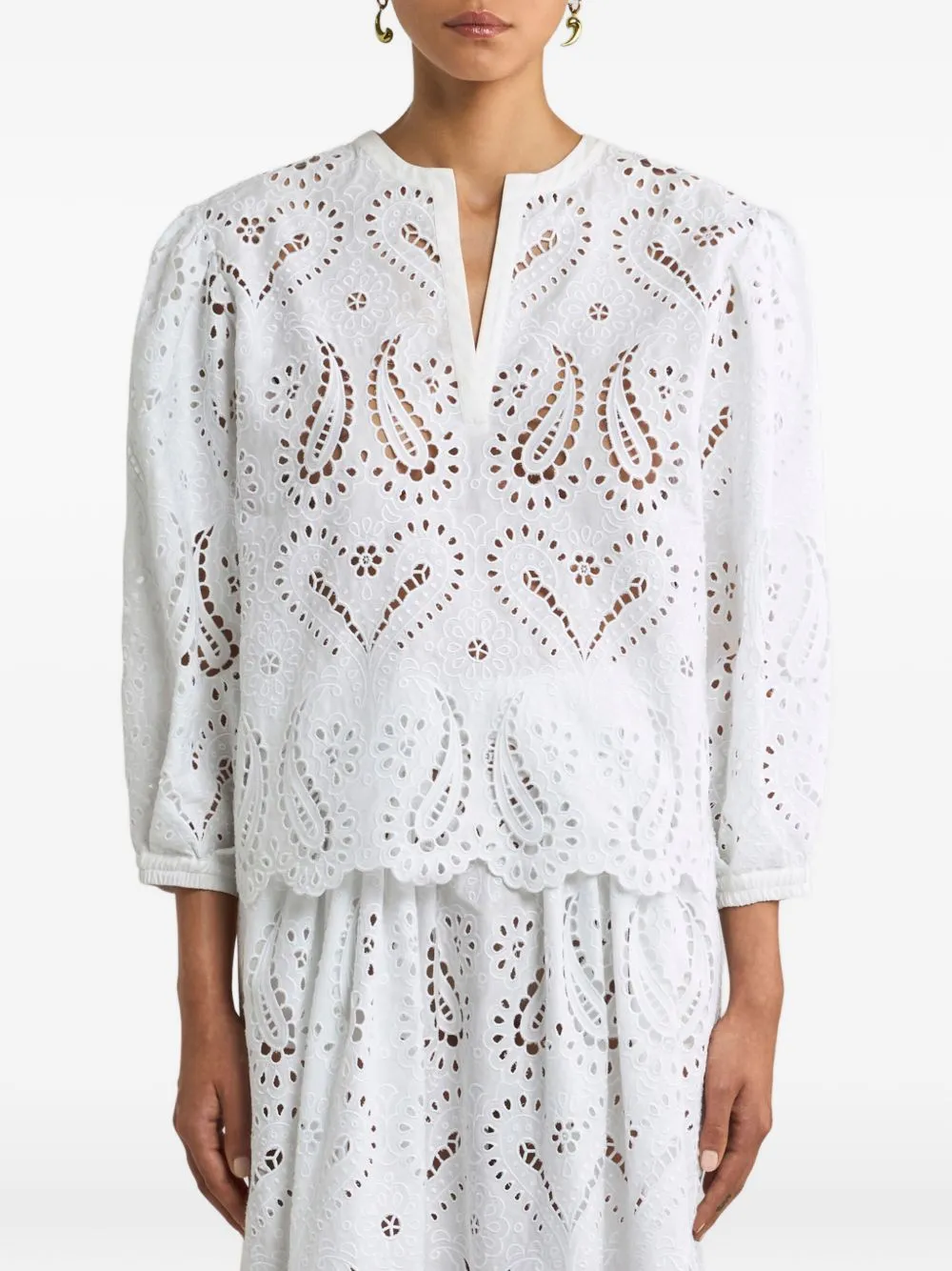 TOP ML WHITE V-NECK EMBROIDERED sold by Lord & Taylor product image thumbnail 2