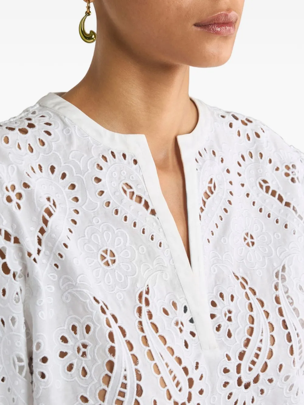 TOP ML WHITE V-NECK EMBROIDERED sold by Lord & Taylor product image thumbnail 4