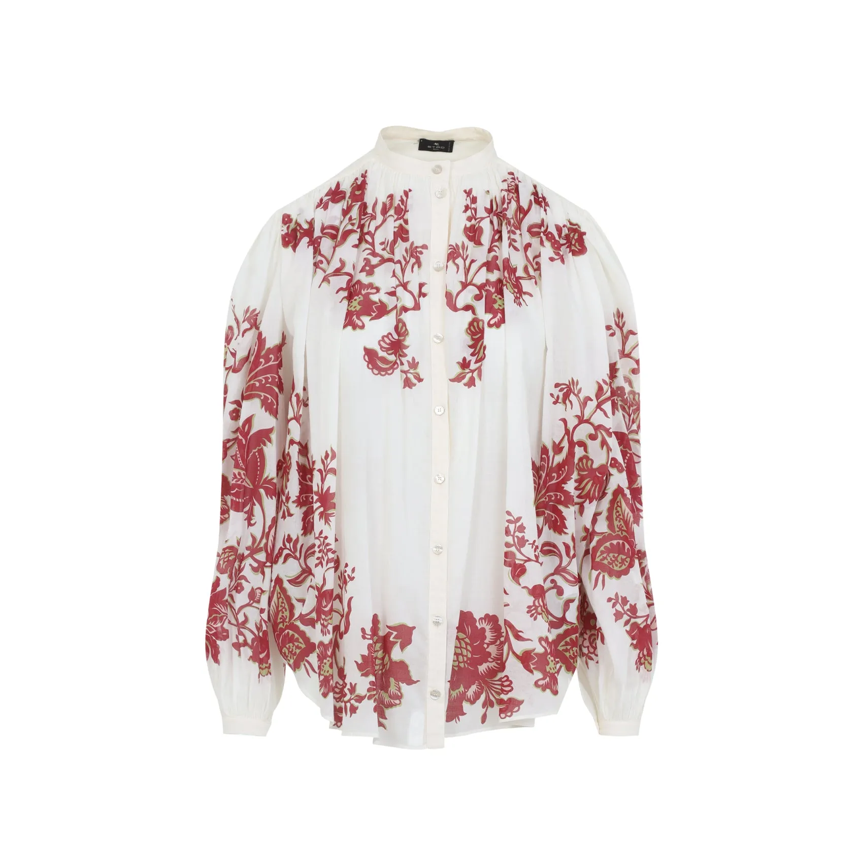 NATURAL PLEATED SHIRT WITH FLOWERS sold by Lord & Taylor