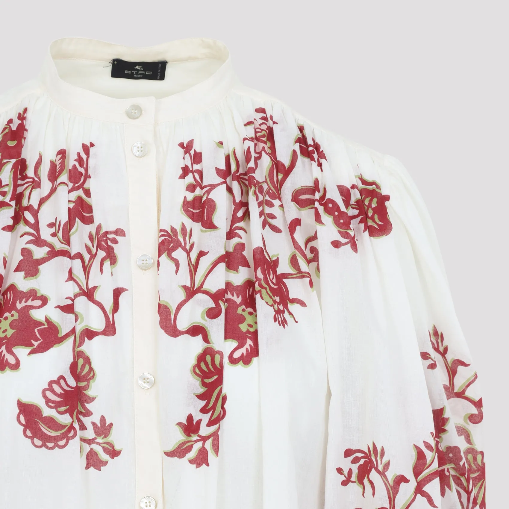 NATURAL PLEATED SHIRT WITH FLOWERS sold by Lord & Taylor product image thumbnail 5