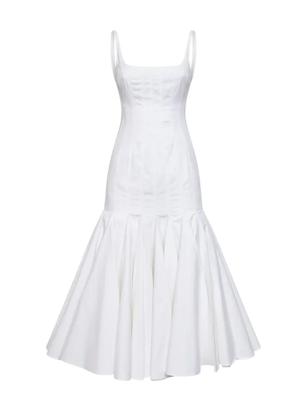 White The Agave Flared Midi Dress made by Jacquemus