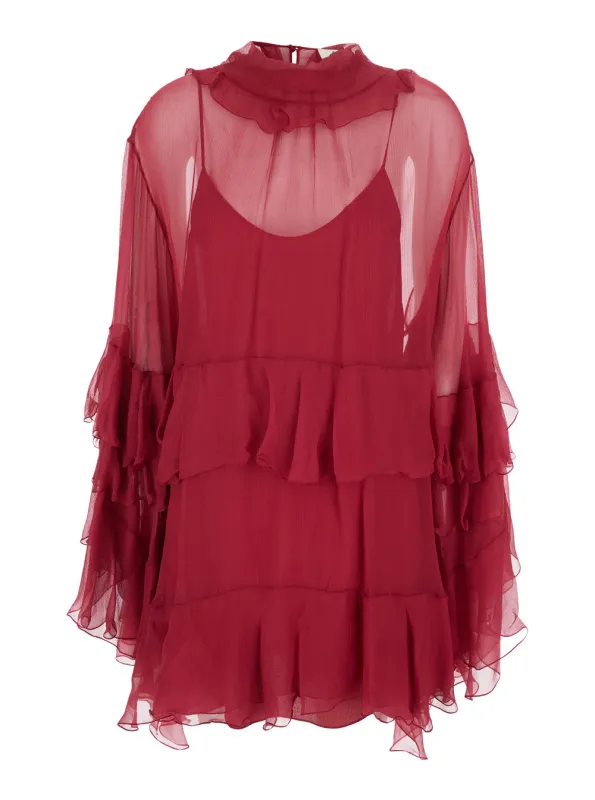 Mini Dress Fuchsia Silk made by Chloe