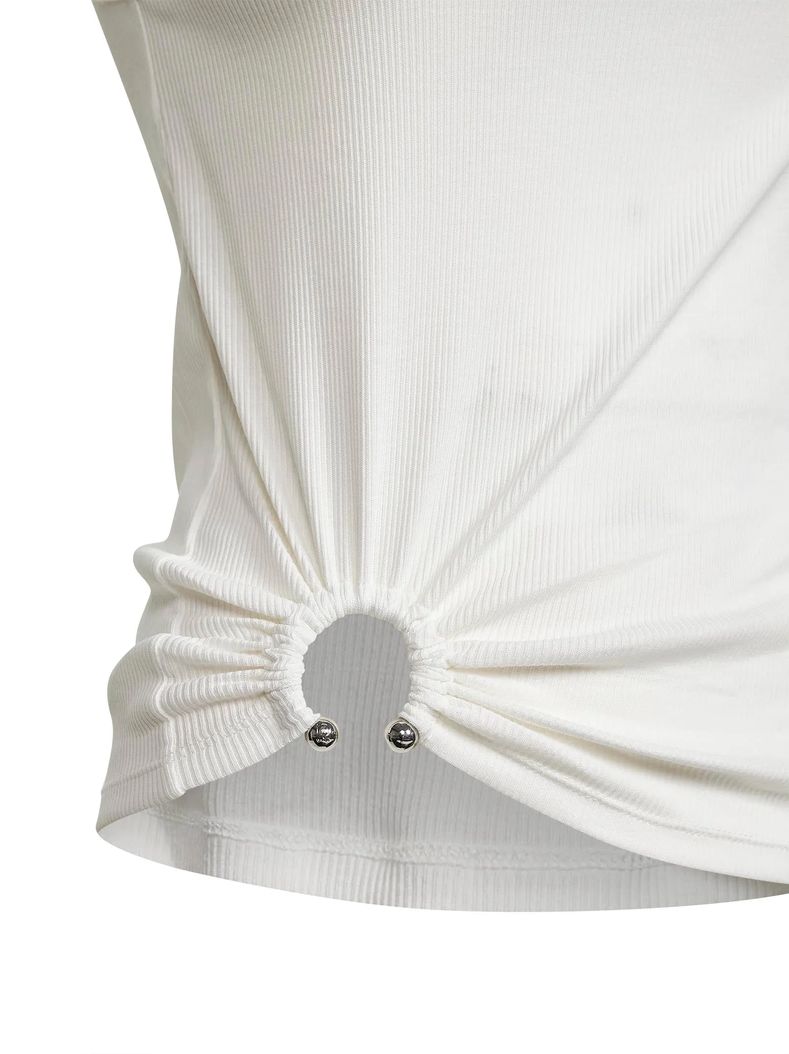 White Ribbed Stretch Cotton Tank Top sold by Lord & Taylor product image thumbnail 3