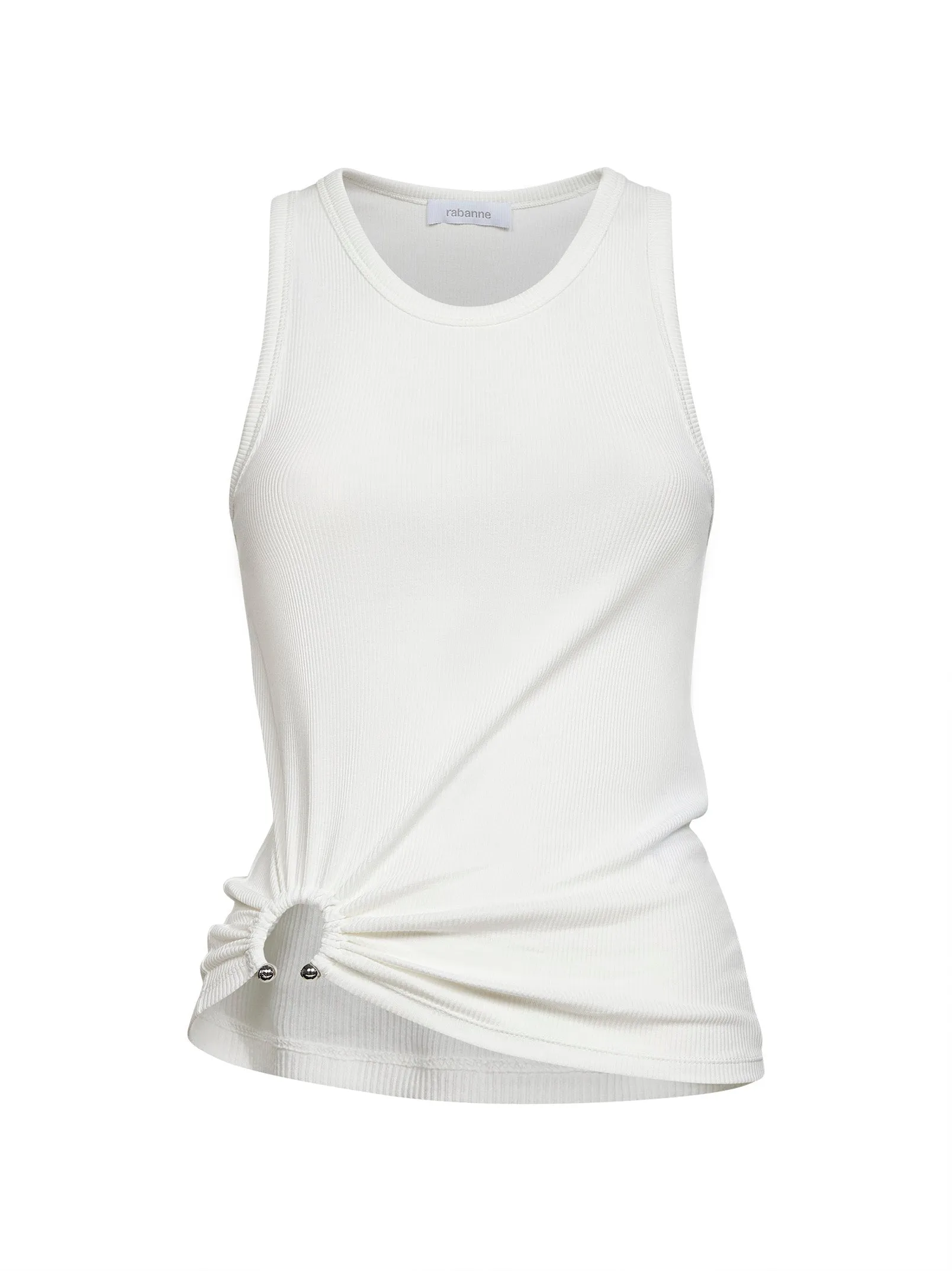 White Ribbed Stretch Cotton Tank Top sold by Lord & Taylor